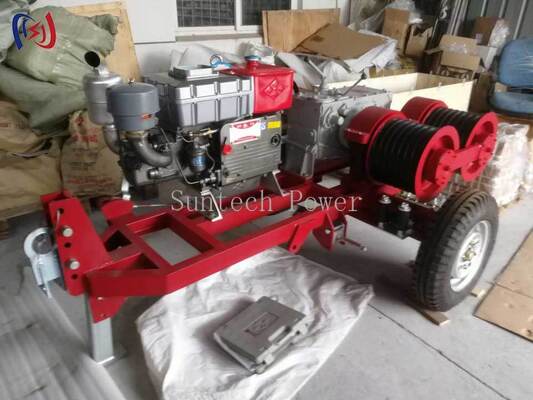 jakość  Professional 6.3-9KW Double Drum Winch with 2000-3600RPM Speed for Simultaneous Cable Pulling and Tensioning in Power Line Work fabryka