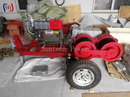 Wciągarka bębnowa podwójna do jednoczesnego wciągania i napinania kabli przy budowie linii przesyłowych energii elektrycznej