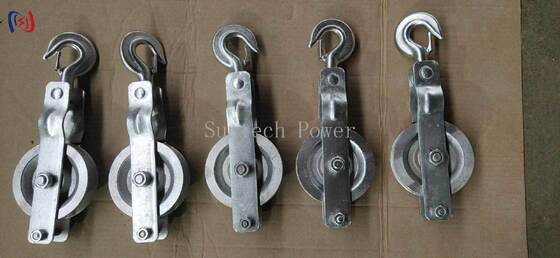 Profesjonalny pojedynczy blok strunkowy z 5-20KN obciążeniem znamionowym i aluminiową łuską do lekkiego strunkowania przewodników powietrznych