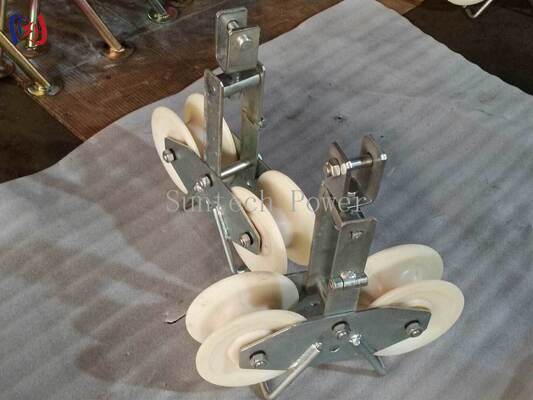 25KN Tandem Sheave Stringing Block for Large Section ACSR Conductors LGJ300-500 z Tandem Sheave Design