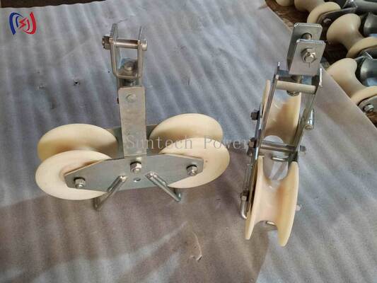25KN Tandem Sheave Stringing Block for Large Section ACSR Conductors LGJ300-500 z Tandem Sheave Design